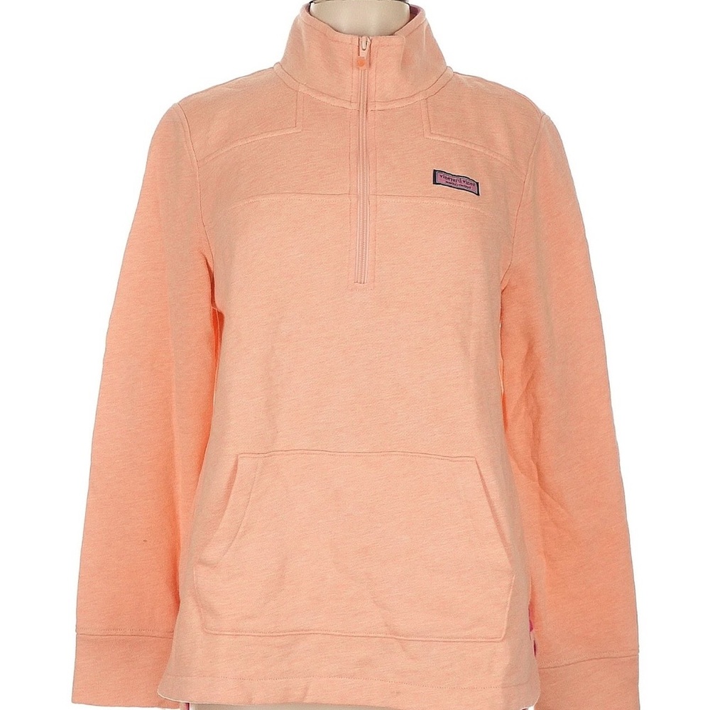 Vineyard Vines Coral Quarter-Zip Sweater